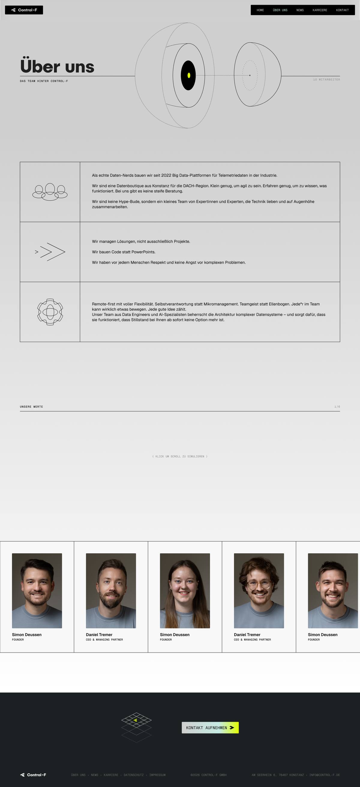 Full-length Figma mockup of the Über uns page